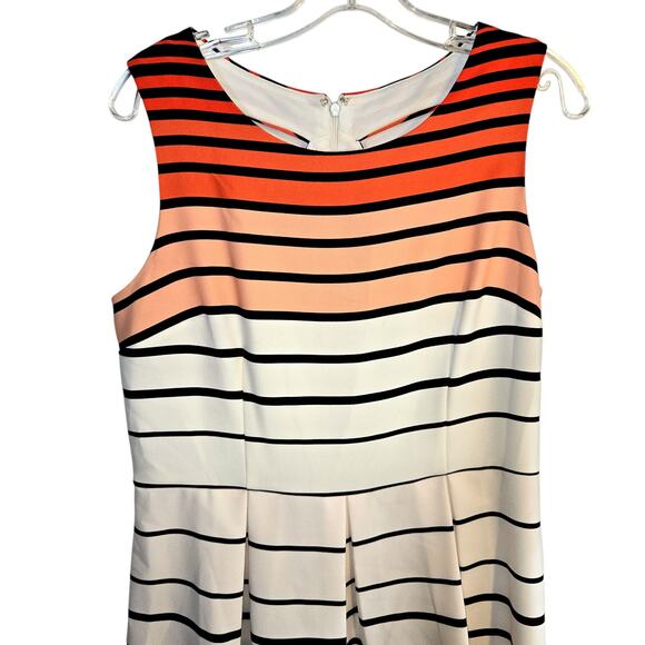 Studio One 12 Orange Women's Sleeveless Striped Sun Dress Miss Size Large L - Picture 2 of 7